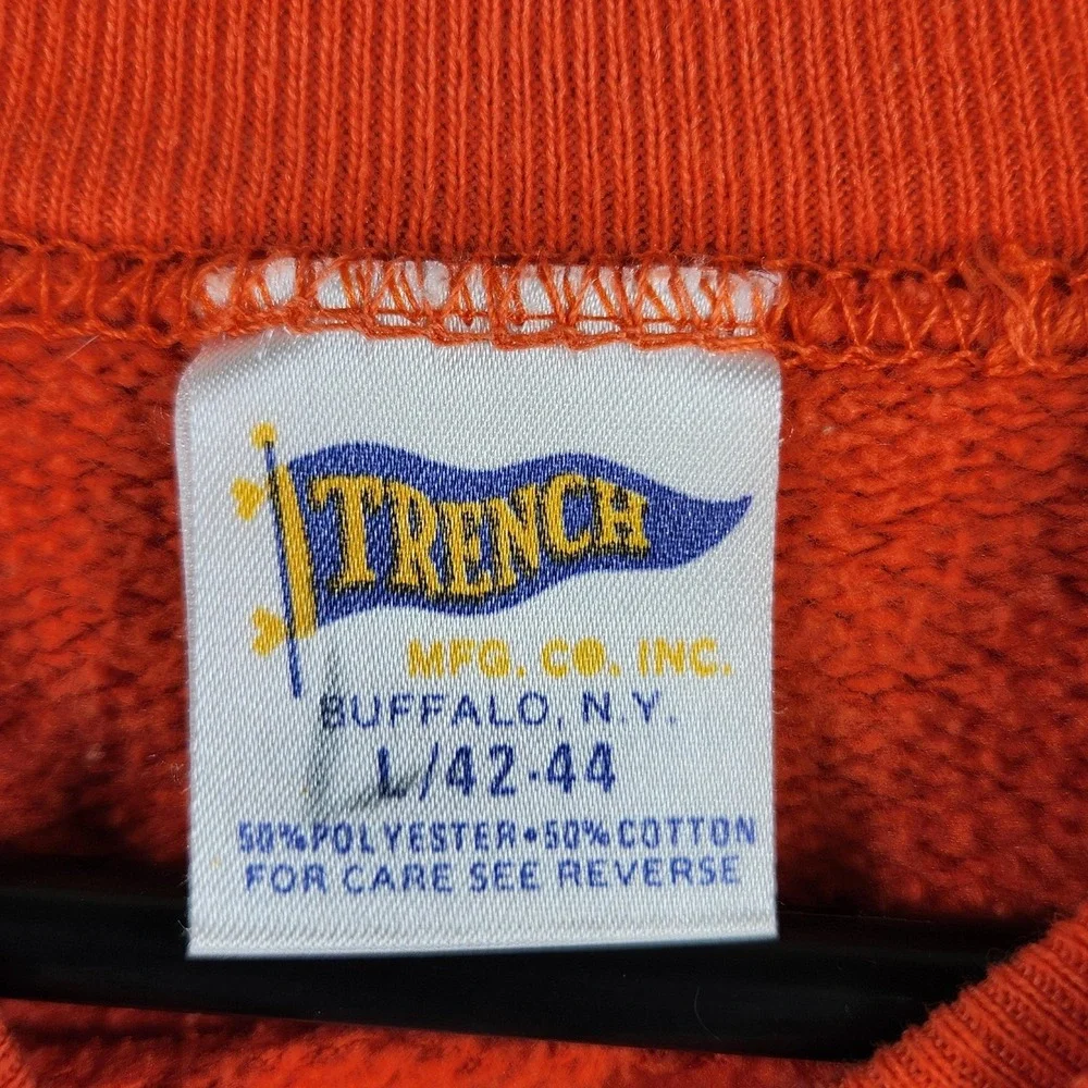 Vintage Denver Broncos Sweatshirt Mens Large Orange NFL Football Trench